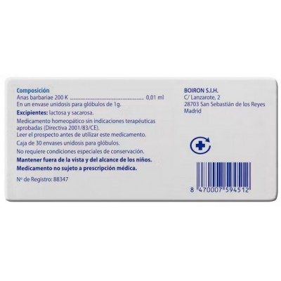 Comprar OSCILLOCOCCINUM BOIRON GLOBULOS 30 ENVASES UNIDOSIS 1 G al mejor precio en NuestraFarma, tu farmacia online