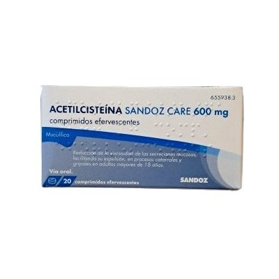 Comprar ACETILCISTEINA SANDOZ CARE EFG 600 mg 20 COMPRIMIDOS EFERVESCENTES (sobres) al mejor precio en NuestraFarma, tu farmacia online