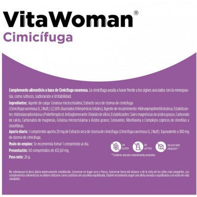 Comprar ELADIET VITAWOMAN CIMICIFUGA 60 COMPRIMIDOS al mejor precio en NuestraFarma, tu farmacia online