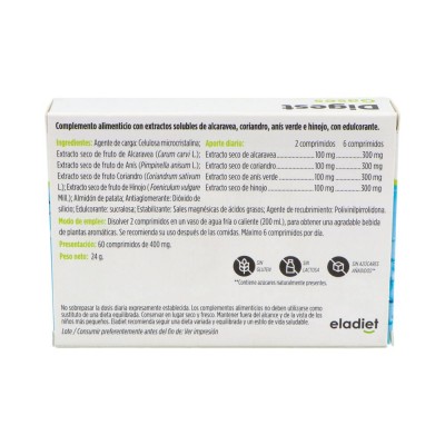 Comprar ELADIET DIGEST GASES 60 COMPRIMIDOS DESLEIBLES al mejor precio en NuestraFarma, tu farmacia online