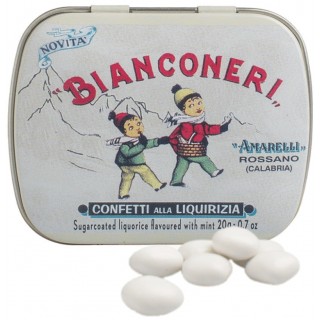 AMARELLI REGALIZ BIANCONERI PASTILLAS DE REGALIZ SABOR MENTA Y VAINILLA 50 G