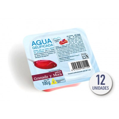 Comprar CAMPOFRIO HEALTHCARE AGUA GELIFICADA 12 TARRINAS 100 G SABOR GRANADA Y MORA al mejor precio en NuestraFarma, tu farmacia online