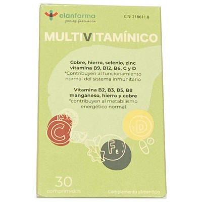 Comprar CLANFARMA MULTIVITAMINICO 30 COMPRIMIDOS al mejor precio en NuestraFarma, tu farmacia online