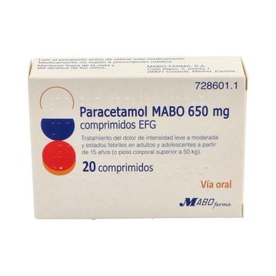 Comprar PARACETAMOL MABO EFG 650 MG 20 COMPRIMIDOS al mejor precio en NuestraFarma, tu farmacia online