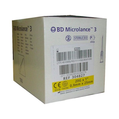 Comprar BD MICROLANCE3 AGUJA HIPODERMICA 100 UNIDADES 20 G 1" 25 MM X 0,9 MM al mejor precio en NuestraFarma, tu farmacia online