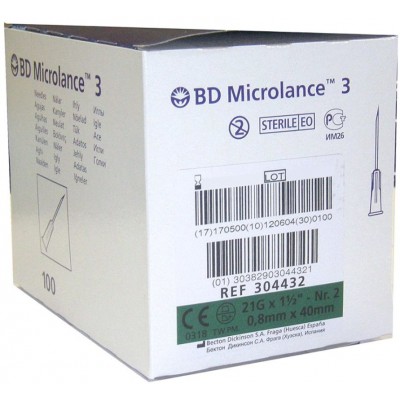 Comprar BD MICROLANCE3 AGUJA HIPODERMICA 100 UNIDADES 21 G 1 1/2" 40 MM X 0,8 MM al mejor precio en NuestraFarma, tu farmacia online