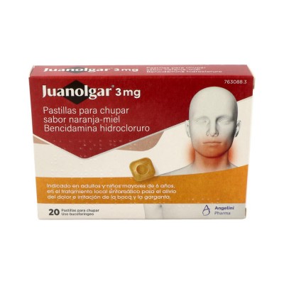 Comprar JUANOLGAR 3 MG 20 PASTILLAS PARA CHUPAR (SABOR NARANJA - MIEL)(BLISTER) al mejor precio en NuestraFarma, tu farmacia online