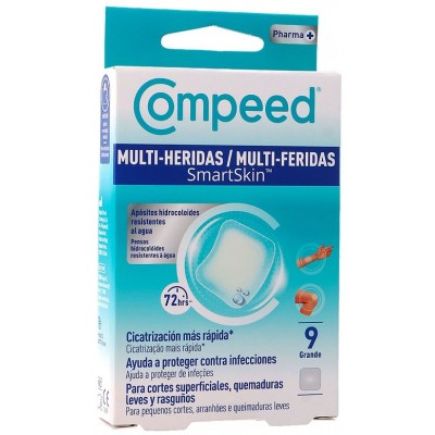 Comprar COMPEED MULTI-HERIDAS SMARTSKIN HIDROCOLOIDE 9 UNIDADES TAMAÑO GRANDE al mejor precio en NuestraFarma, tu farmacia online