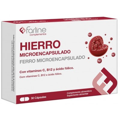 Comprar FARLINE COMPLEMENTOS HIERRO MICROENCAPSULADO 30 CAPSULAS al mejor precio en NuestraFarma, tu farmacia online