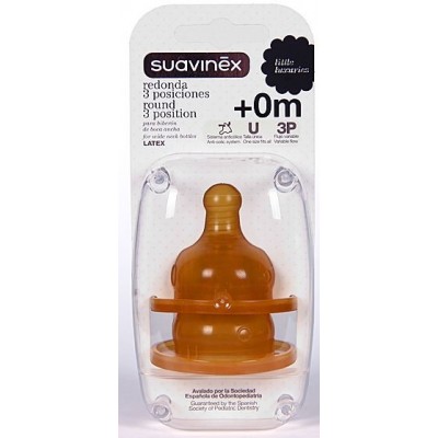 Comprar SUAVINEX TETINA LATEX REDONDEADA BOCA ANCHA +0M 3 POSICIONES al mejor precio en NuestraFarma, tu farmacia online