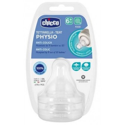 Comprar TETINA SILICONA CHICCO PHYSIO 6M+ FLUJO MEDIO 2 U al mejor precio en NuestraFarma, tu farmacia online