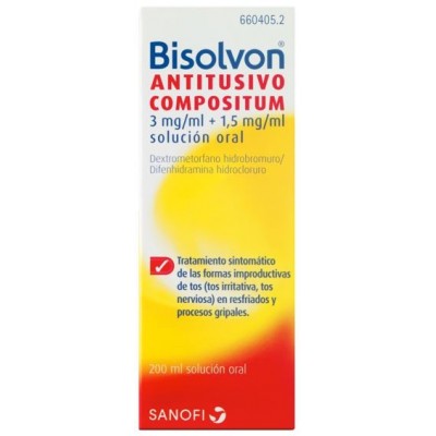 Comprar BISOLVON ANTITUSIVO COMPOSITUM 3 mg/ml + 1,5 mg/ml SOLUCION ORAL 1 FRASCO 200 ml al mejor precio en NuestraFarma, tu farmacia online