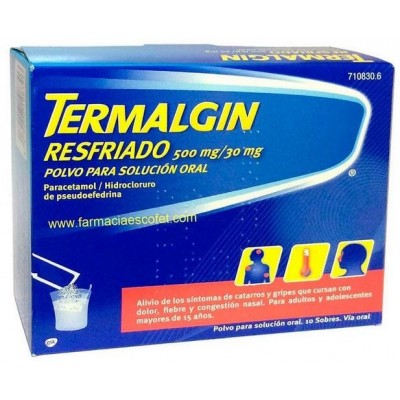 Comprar TERMALGIN RESFRIADO 10 SOBRES POLVO PARA SOLUCION ORAL al mejor precio en NuestraFarma, tu farmacia online