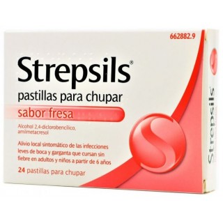 STREPSILS 24 PASTILLAS PARA CHUPAR (SABOR FRESA)