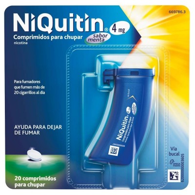 Comprar NIQUITIN 4 mg 20 COMPRIMIDOS PARA CHUPAR (SABOR MENTA) al mejor precio en NuestraFarma, tu farmacia online
