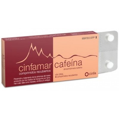Comprar CINFAMAR CAFEINA 50 mg/50 mg 4 COMPRIMIDOS RECUBIERTOS al mejor precio en NuestraFarma, tu farmacia online