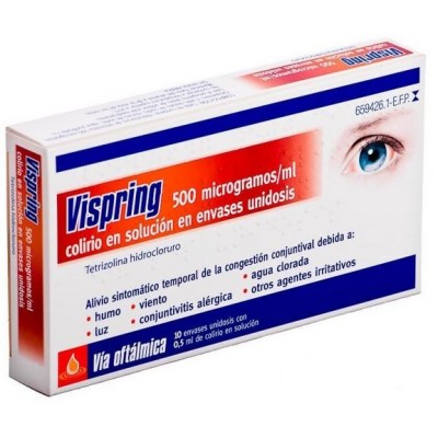 Comprar VISPRING 500 microgramos/ml COLIRIO EN SOLUCION 10 MONODOSIS 0,5 ml al mejor precio en NuestraFarma, tu farmacia online