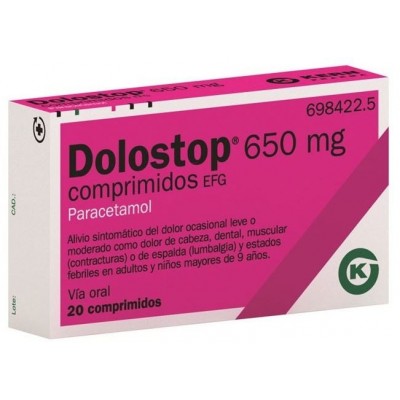 Comprar DOLOSTOP 650 MG 20 COMPRIMIDOS al mejor precio en NuestraFarma, tu farmacia online
