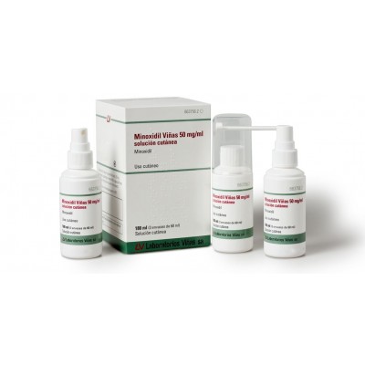 Comprar MINOXIDIL VIÑAS 50 MG/ML SOLUCION CUTANEA 3 FRASCOS 60 ML al mejor precio en NuestraFarma, tu farmacia online