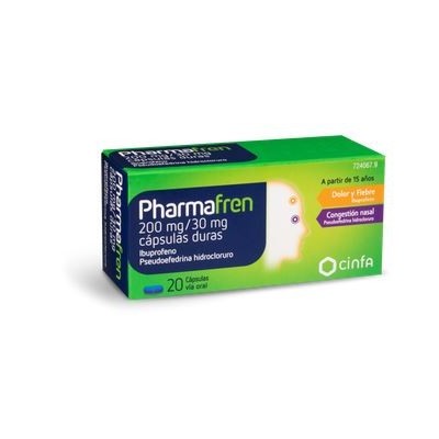 Comprar PHARMAFREN 200 mg/30 mg 20 CAPSULAS al mejor precio en NuestraFarma, tu farmacia online