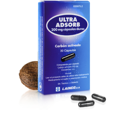 Comprar ULTRA ADSORB 200 MG 30 CAPSULAS al mejor precio en NuestraFarma, tu farmacia online