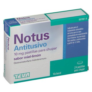 NOTUS ANTITUSIVO 10 mg 24 PASTILLAS PARA CHUPAR (SABOR MIEL Y LIMON)