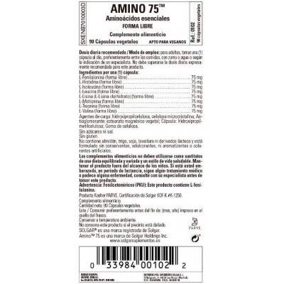 Comprar SOLGAR AMINO 75 - 90 CAPSULAS VEGETALES al mejor precio en NuestraFarma, tu farmacia online
