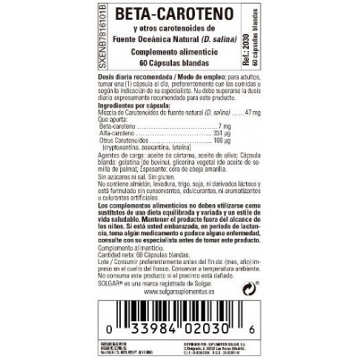 Comprar SOLGAR BETA CAROTENO OCEANICO 7MG 60 CAPSULAS BLANDAS al mejor precio en NuestraFarma, tu farmacia online
