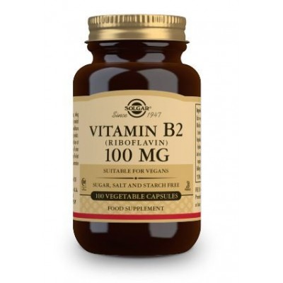 Comprar SOLGAR VITAMINA B2 (RIVOFLAVINA) 100MG 100 CAPSULAS VEGETALES al mejor precio en NuestraFarma, tu farmacia online