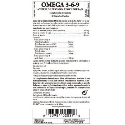 Comprar SOLGAR OMEGA 3-6-9 (PESCADO-LINO-BORRAJA) 60 CAPSULAS BLANDAS al mejor precio en NuestraFarma, tu farmacia online