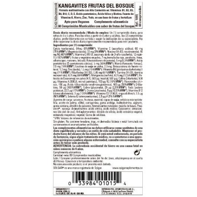 Comprar SOLGAR KANGAVITES MULTI-FRUTAS DEL BOSQUE 60 COMPRIMIDOS MASTICABLES al mejor precio en NuestraFarma, tu farmacia online