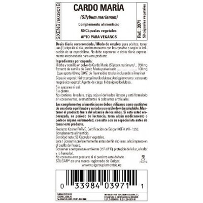 Comprar SOLGAR CARDO MARIA 50 CAPSULAS VEGETALES al mejor precio en NuestraFarma, tu farmacia online