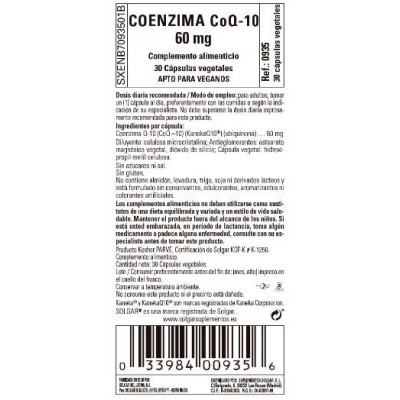 Comprar SOLGAR COENZIMA Q10 - 60MG 30 CAPSULAS VEGETALES al mejor precio en NuestraFarma, tu farmacia online