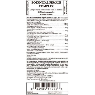 Comprar SOLGAR BOTANICAL FEMALE COMPLEX 30 CAPSULAS VEGETALES al mejor precio en NuestraFarma, tu farmacia online