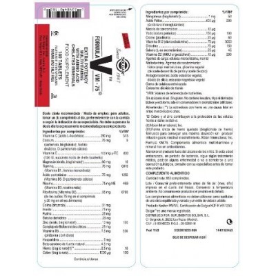 Comprar SOLGAR FORMULA VM-75 180 COMPRIMIDOS al mejor precio en NuestraFarma, tu farmacia online