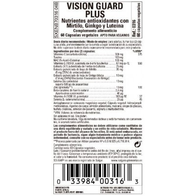Comprar SOLGAR VISION GUARD PLUS 60 CAPSULAS VEGETALES al mejor precio en NuestraFarma, tu farmacia online
