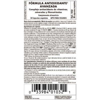 Comprar SOLGAR FORMULA ANTIOXIDANTE AVANZADA 30 CAPSULAS VEGETALES al mejor precio en NuestraFarma, tu farmacia online