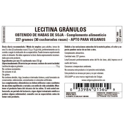 Comprar SOLGAR LECITINA GRANULOS 227 G al mejor precio en NuestraFarma, tu farmacia online
