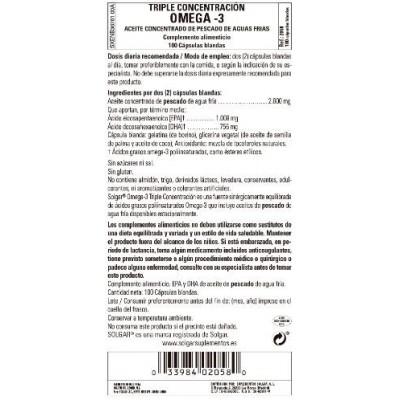 Comprar SOLGAR OMEGA-3 TRIPLE CONCENTRACION 100 CAPSULAS BLANDAS al mejor precio en NuestraFarma, tu farmacia online