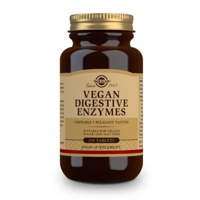 Comprar SOLGAR VEGAN ENZIMAS DIGESTIVAS 250 COMPRIMIDOS MASTICABLES al mejor precio en NuestraFarma, tu farmacia online
