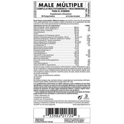 Comprar SOLGAR MALE MULTIPLE (COMPLEJO PARA EL HOMBRE) 60 COMPRIMIDOS al mejor precio en NuestraFarma, tu farmacia online