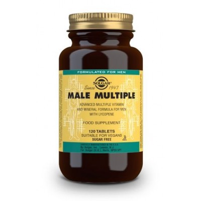 Comprar SOLGAR MALE MULTIPLE (COMPLEJO PARA EL HOMBRE) 120 COMPRIMIDOS al mejor precio en NuestraFarma, tu farmacia online