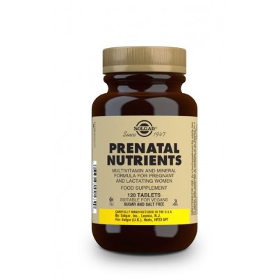 Comprar SOLGAR NUTRIENTES PRENATALES 120 COMPRIMIDOS al mejor precio en NuestraFarma, tu farmacia online