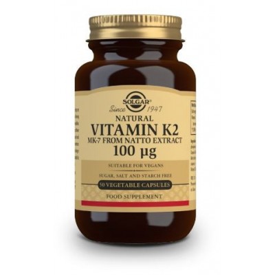 Comprar SOLGAR VITAMINA K2 100MCG CON MK-7 NATURAL (EXTRACTO DE NATTO) 50 CAPSULAS VEGETALES al mejor precio en NuestraFarma, tu farmacia online