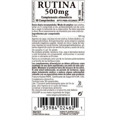 Comprar SOLGAR RUTINA 500MG 50 COMPRIMIDOS al mejor precio en NuestraFarma, tu farmacia online