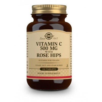 Comprar SOLGAR VITAMINA C 500MG CON ROSE HIPS (ESCARAMUJO) 100 COMPRIMIDOS al mejor precio en NuestraFarma, tu farmacia online
