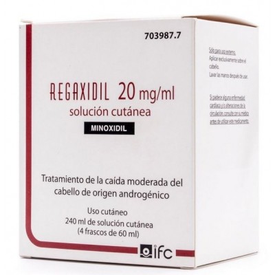 Comprar REGAXIDIL 20 MG/ML SOLUCION CUTANEA 4 FRASCOS 60 ML al mejor precio en NuestraFarma, tu farmacia online