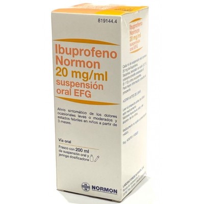 Comprar IBUPROFENO NORMON EFG 20 MG/ML SUSPENSION ORAL 1 FRASCO 200 ML al mejor precio en NuestraFarma, tu farmacia online