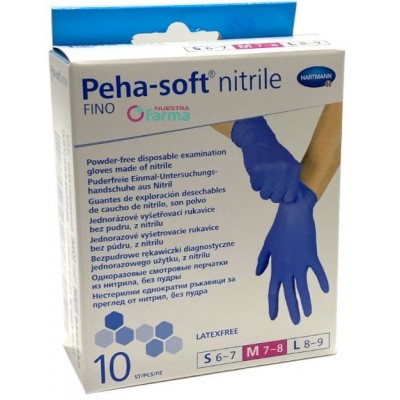 Comprar GUANTES DE NITRILO DESECHABLES PEHA-SOFT NITRILE FINO 10 UNIDADES TALLA MEDIANA al mejor precio en NuestraFarma, tu farmacia online