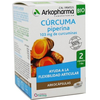 Comprar ARKOCAPSULAS CURCUMA BIO 80 CAPSULAS al mejor precio en NuestraFarma, tu farmacia online